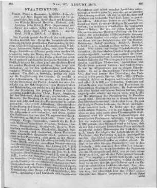 Matthias, W. H.: Über Posten und Post-Regale mit Hinsicht auf Volksgeschichte, Statistik, Archäologie und Erdkunde. Bd. 1-2. Berlin, Posen, Bromberg: Mittler 1832