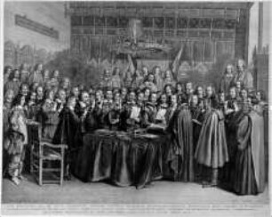 Die Beschwörung des Spanisch-Niederländischen Friedens im Rathaus zu Münster 1648 - Ratifizierung des Friedens von Münster (1648)