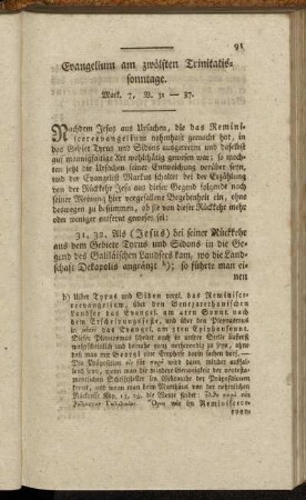 Evangelium am zwölften Trinitatissonntage. Mark. 7, V. 31-37