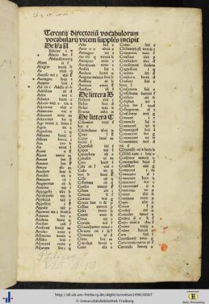 Terentii directorum vocabulorum vocabularii vicem supplens incipit.