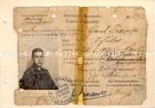 Personalausweis eines Schülers für das besetzte Rheinland (deutsch/französisch) - Familienkonvolut
