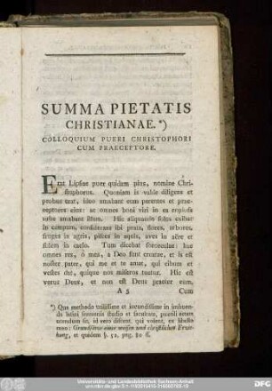Summa Pietatis Christianae. Colloquium Pueri Christophori Cum Praeceptore.