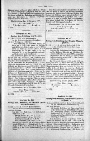 In nicht öffendlicher Sitzung (344,345,346,347,348), 24. November 1909