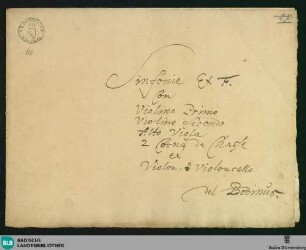 Symphonies - Mus. Hs. 60 : vl (2), a-vla, cor (2), bc; F