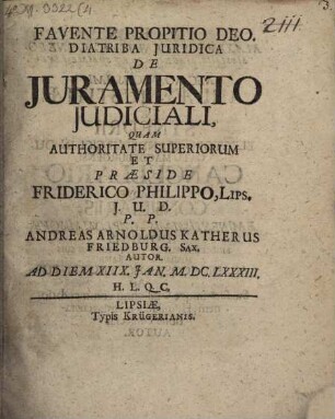 Diatriba iuridica de iuramento iudiciali