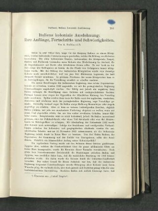 Italiens koloniale Ausdehnung: ihre Anfänge, Fortschritte und Schwierigkeiten.