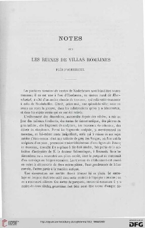 2.Ser. 2.1863/64: Notes sur les ruines de villas romaines prés d'Oberbronn