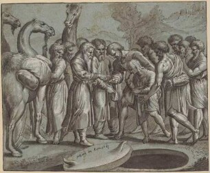 Joseph, von seinen Brüdern verkauft (nach einem Fresko Raffaels in Rom, Loggien des Vatikan)