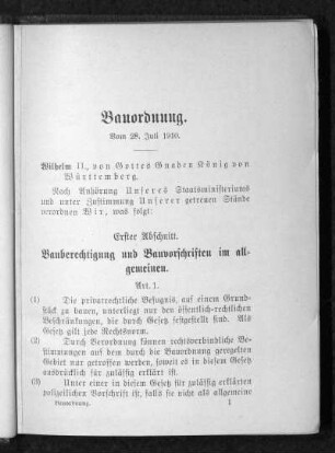 Bauordnung vom 28. Juli 1910