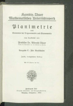 [2]: Planimetrie : nebst Elementen der Trigonometrie und Stereometrie : Ausgabe C: für Realschulen