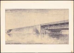 Verkehrsverbindung über die Havel, Berlin-Spandau Schinkelwettbewerb 1931: Brücke über die Havel: West-Widerlager. Perspektivische Ansicht.