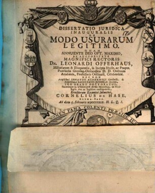 Diss. iur. inaug. de modo usurarum legitimo