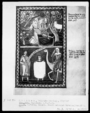 Psalterium mit Kalendarium — Bildseite mit zwei Miniaturen, Folio 12recto