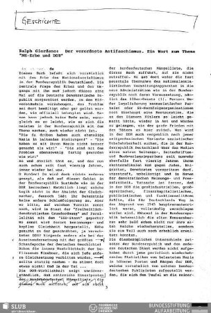 Der verordnete Antifaschismus : ein Wort zum Thema "NS-Erbe und DDR"