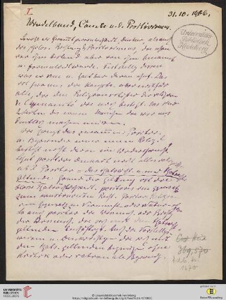 Vorlesung I (31.10.1906)