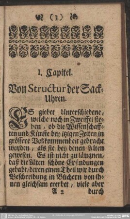 I. Capitel, Von Structur der Sack-Uhren