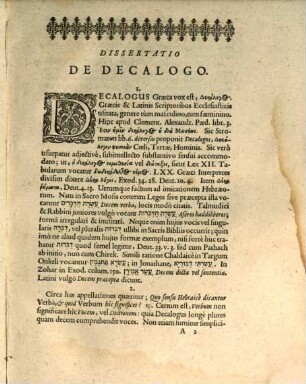 Johannis Buxtorfi[i], SS. Theol. D. & Ling. Hebr. Prof. Dissertatio De Decalogo
