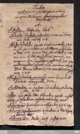 Index Rerum praecipuarum, in quo Numeri paragraphos denotant.
