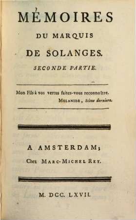 Mémoires Du Marquis De Solanges. 2