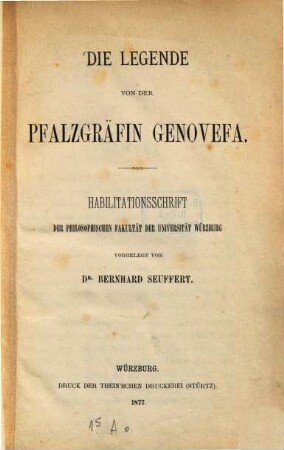 Die Legende von der Pfalzgräfin Genovefa