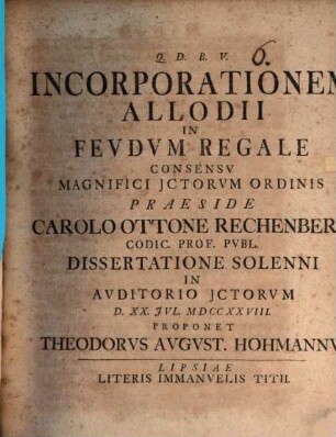 Incorporationem allodii in feudum regale
