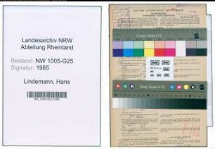 Entnazifizierung Hans Lindemann , geb. 31.10.1907 (Kaufmann)