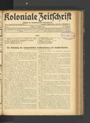 Nr. 33. Berlin, 15. August 1913. 14. Jahrgang.
