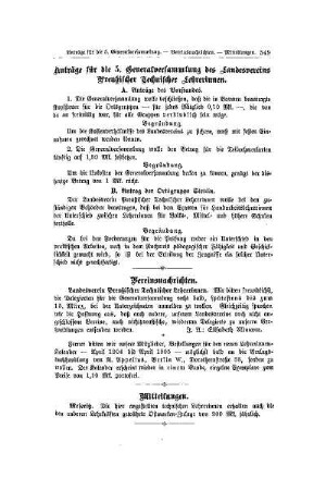 Anträge für die 5. Generalversammlung des Landesvereins Preußischer Technischer Lehrerinnen