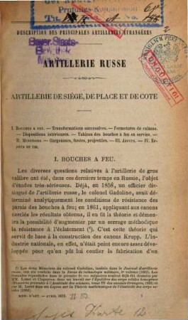 Revue d'artillerie. 2. 1873 = Année 1