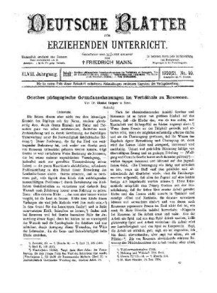 Goethes pädagogische Grundanschauungen im Verhältnis zu Rousseau