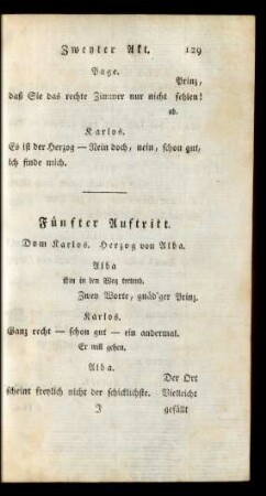 Fünfter Auftritt. Dom Karlos. Herzog von Alba