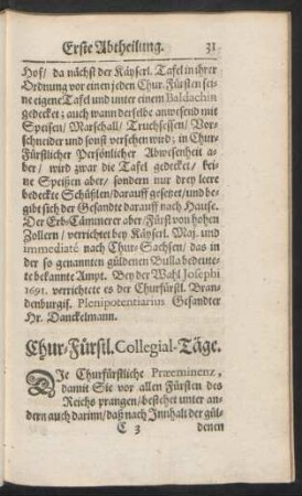 Chur-Fürstl. Collegial-Täge.