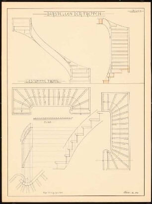 Darstellung der Treppe: Gestemmte Treppe, 1:16 2/3