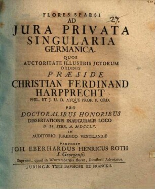 Flores sparsi ad jura privata singularia Germanica