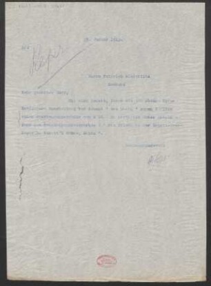 Brief an Heinrich Niederlitz : 22.01.1913