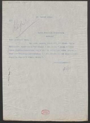 Brief an Heinrich Niederlitz : 22.01.1913