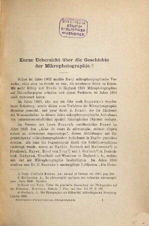 Die Mikrophotographie als Hilfsmittel naturwissenschaftlicher Forschung