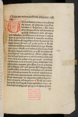 Utrum liceat pueros ante pubertatis annos ad religionis ingressum inducere