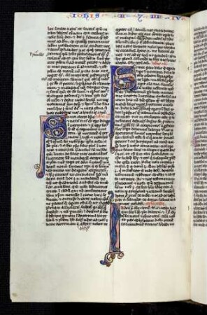 Zierinitiale (Johannes II): S(enior electe domine); bewohnte Initiale (Johannes III): S(enior Gaio carissimo), Drache; Figureninitiale (Epistula Judae): I(udas), Löwe