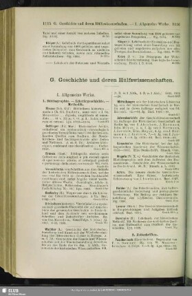 G. Geschichte und deren Hülfswissenschaften