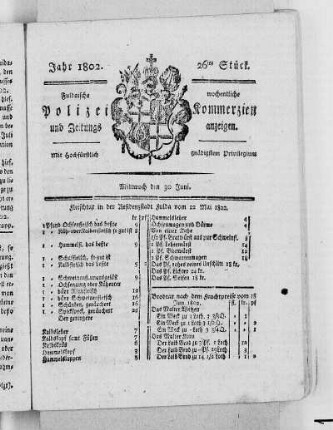 26tes Stück, Ausgabe vom 30. Juni 1802