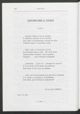 Contemplando el espacio : Soneto