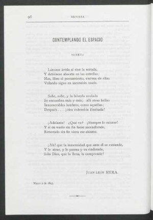 Contemplando el espacio : Soneto