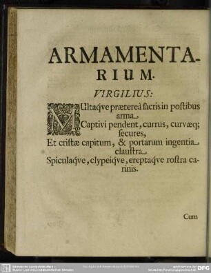 Armamentarium. [Zeug-Hauß]