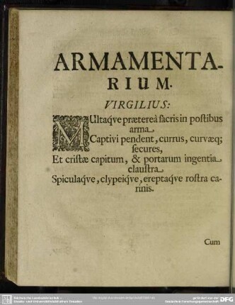 Armamentarium. [Zeug-Hauß]