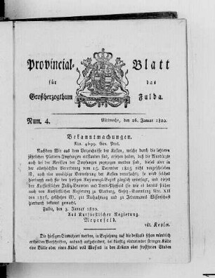 Num. 4, Ausgabe vom 26. Januar 1820