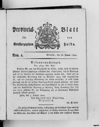 Num. 4, Ausgabe vom 26. Januar 1820