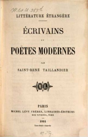 Écrivains et poètes modernes