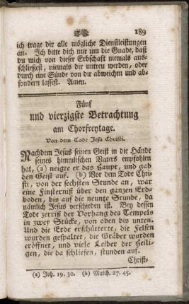 Fünf und vierzigste Betrachtung am Chorfreytage. Von dem Tode Jesu Christi.