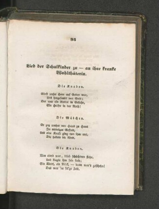 Lied der Schulkinder zu - an ihrer Franke Wohlthäterin.